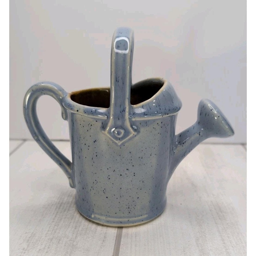 Vintage McCoy USA Pottery Blue Speckled Watering Can Planter Pitcher